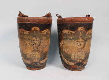 Boston Paint Decorated Leather Fire Buckets