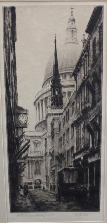 K Vernon, St Paul's London Etching (1 of 3)