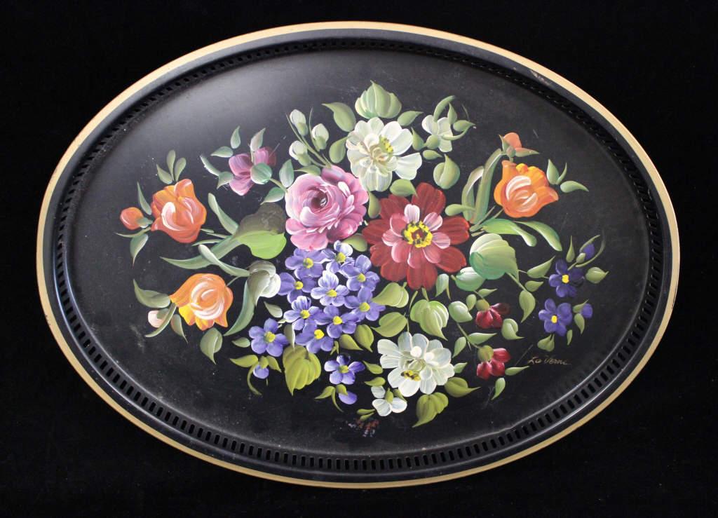 Hand Painted  Vintage Tole Tray (1 of 4)
