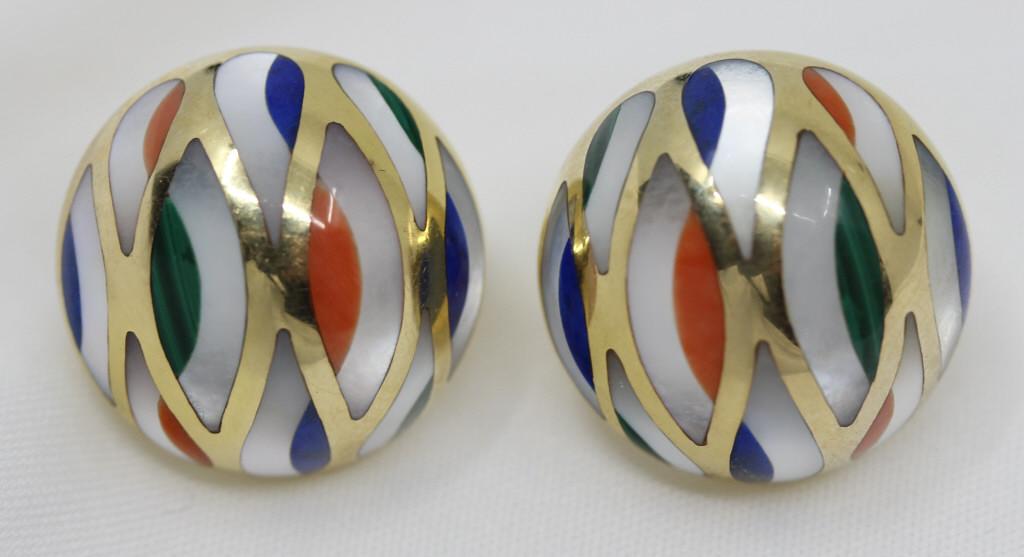 Asch Grossbardt  Design 14k Inlaid  Earrings (1 of 5)