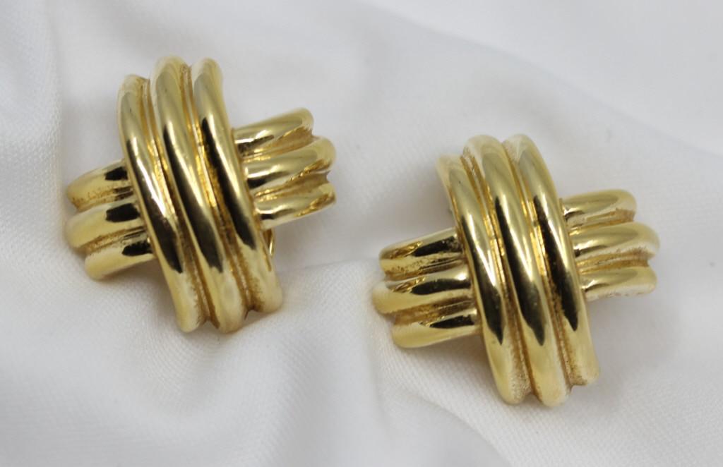 Tiffany & Co. 18k Signature X Gold Earrings (1 of 4)