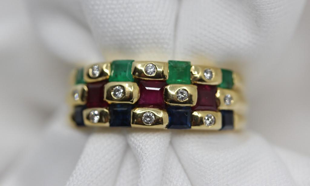 Levian 18k Gold Ruby Diamond Sapphire Emerald Ring (1 of 3)