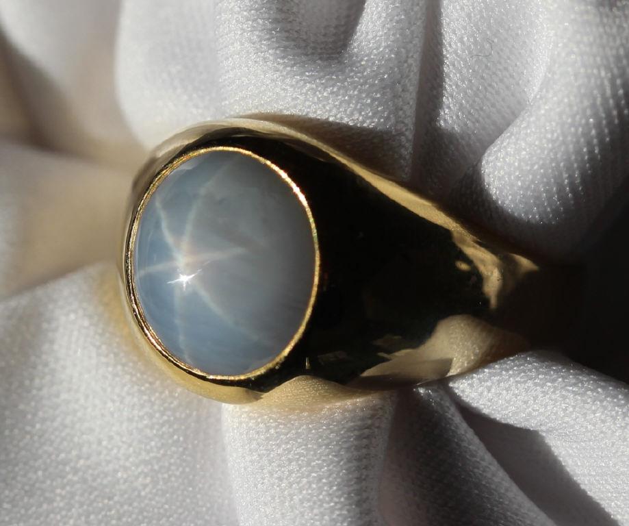 18k Men's Natural Star Sapphire 12ct Ring (1 of 5)