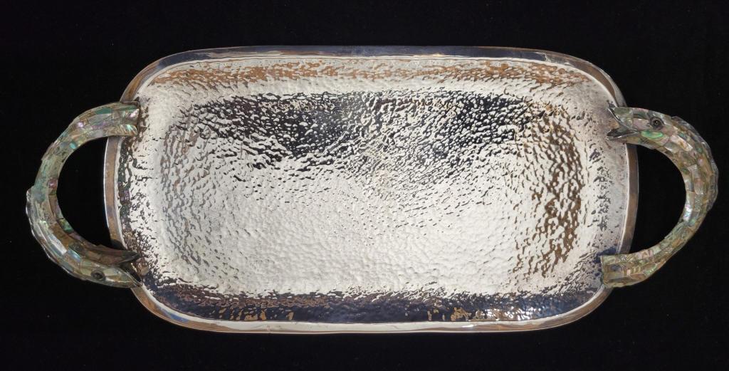 1940s Taxco Los Castillo Silver Tray Fish Handles (1 of 6)