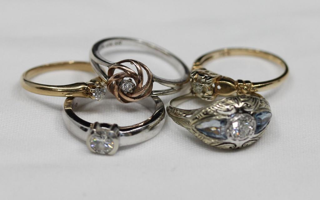 18k & 14k Gold Diamond Ring Grouping (1 of 8)