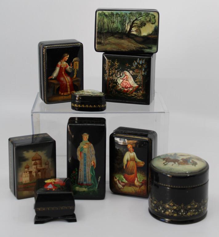 Nine Russian Hand Painted Boxes (1 of 7)