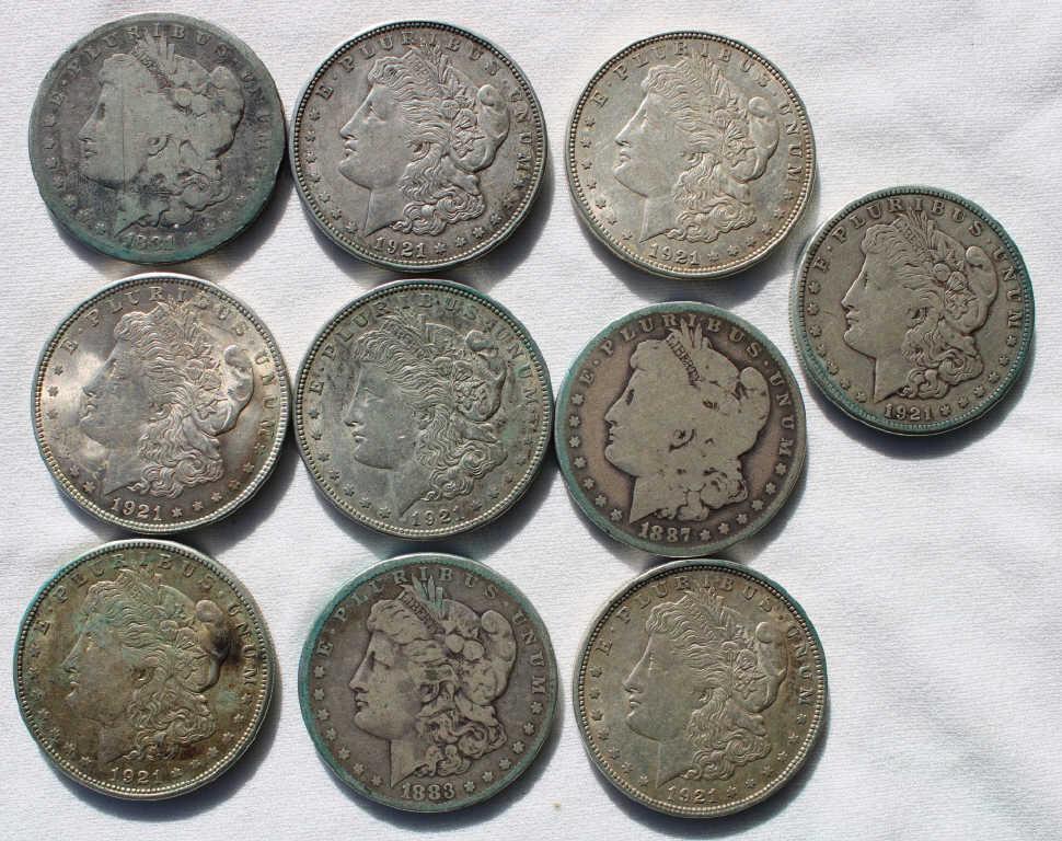 10 Morgan Silver Dollars (1 of 2)