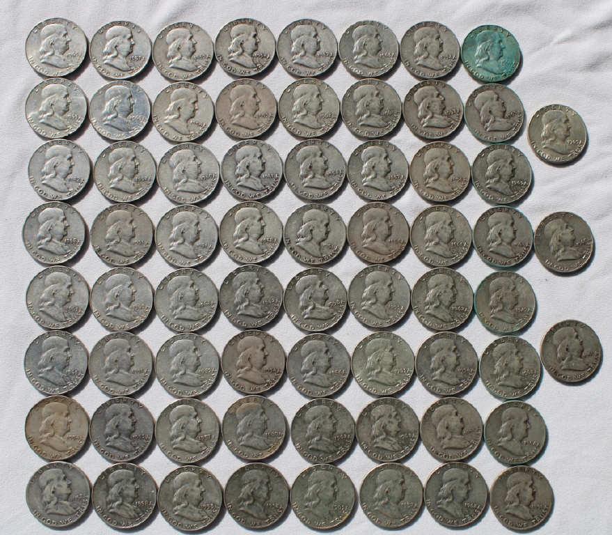 86 Silver Ben Franklin Half Dollars (1 of 2)