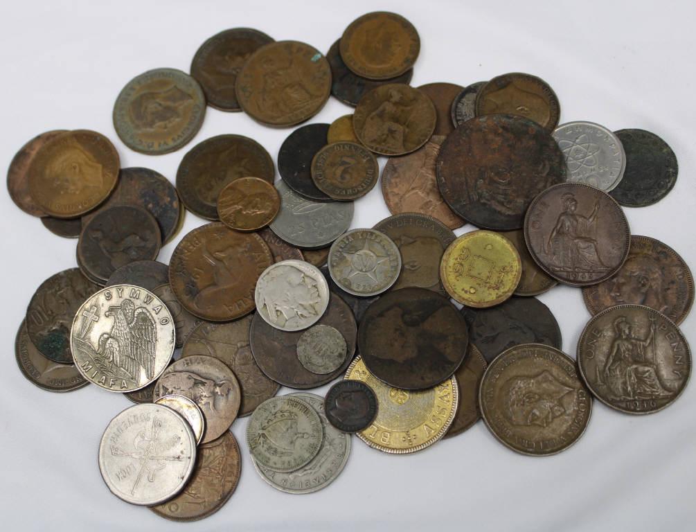 Lot of Foreign Coins, 1853 3 Cent Piece (1 of 5)
