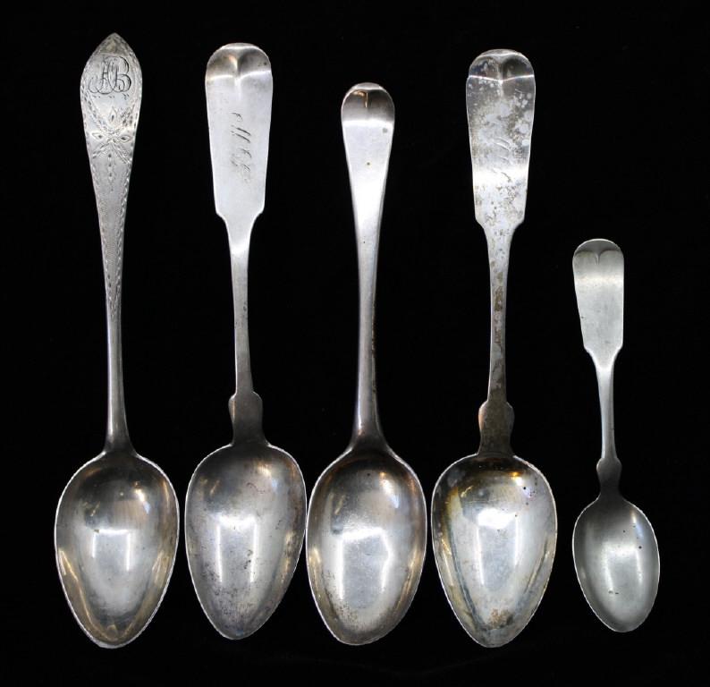 5 Early Coin Silver Spoons (1 of 7)