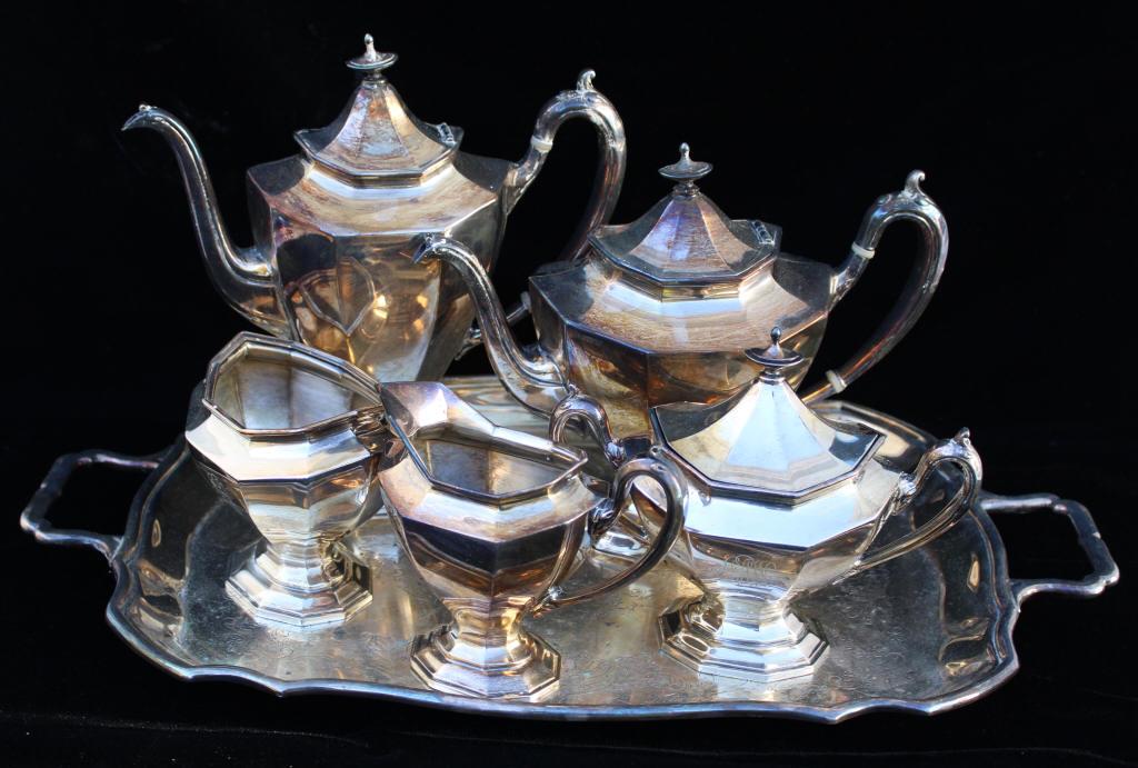 Reed and barton silver tea set sale
