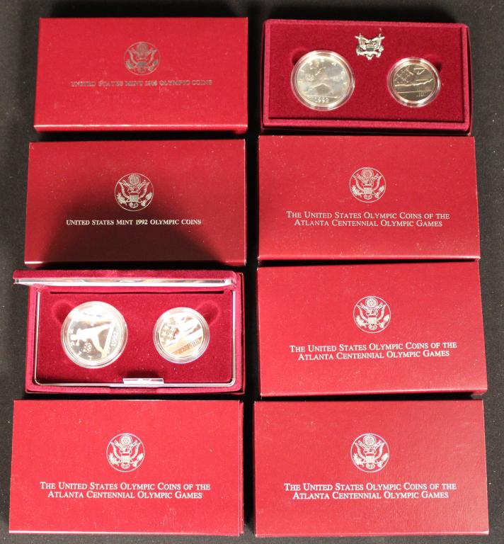 (8) US Commemorative Olympic Silver Sets (1 of 2)