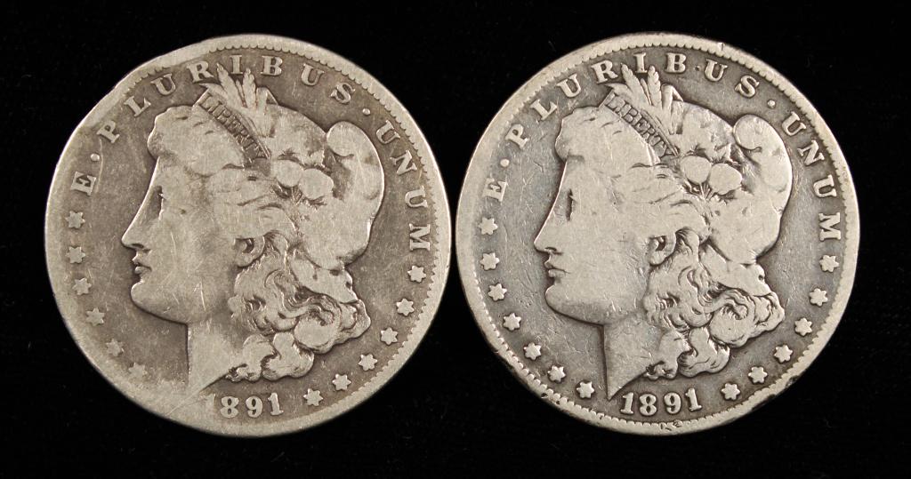 (2) 1891 Carson City Morgan Silver Dollars (1 of 2)