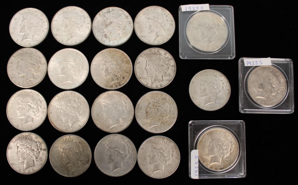 (20) Silver Peace Dollars Mixed Dates (1 of 3)