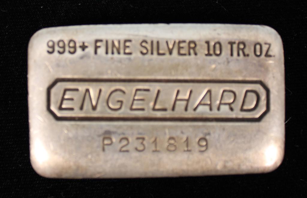 10 Troy Ounce .999 Fine Silver Engelhard Bar (1 of 3)