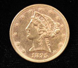 1895 US Liberty Head Gold Half Eagle $5