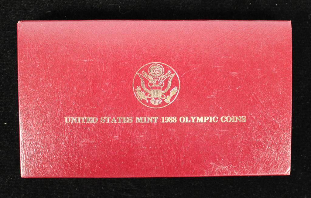 1988-W US Mint Seoul Olympic Gold Coin $5 Set: .900 fine gold $5 coin, .900 fine silver $1 coin