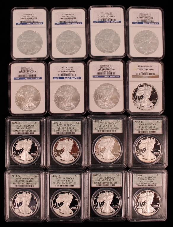 (16) Slabbed American Silver Eagles (1 of 1)