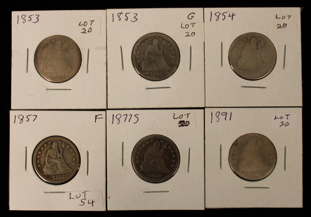 (6) Seated Liberty Quarters-MIxed Dates (1 of 2)