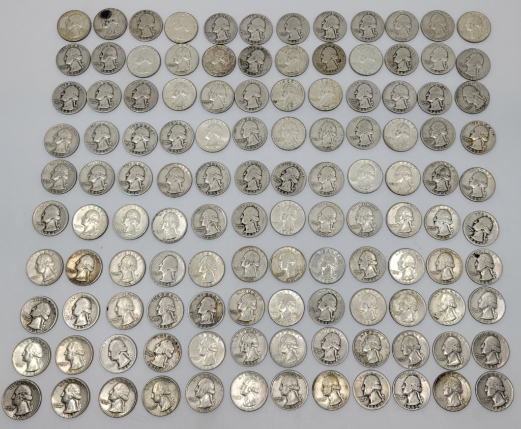 120 US Silver Washington Quarters (1 of 3)
