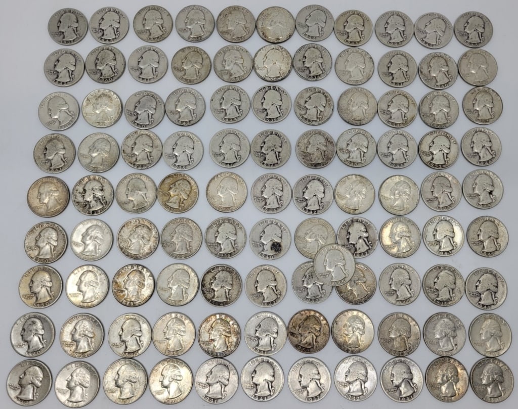 (110) US Silver Washington Quarters (1 of 3)