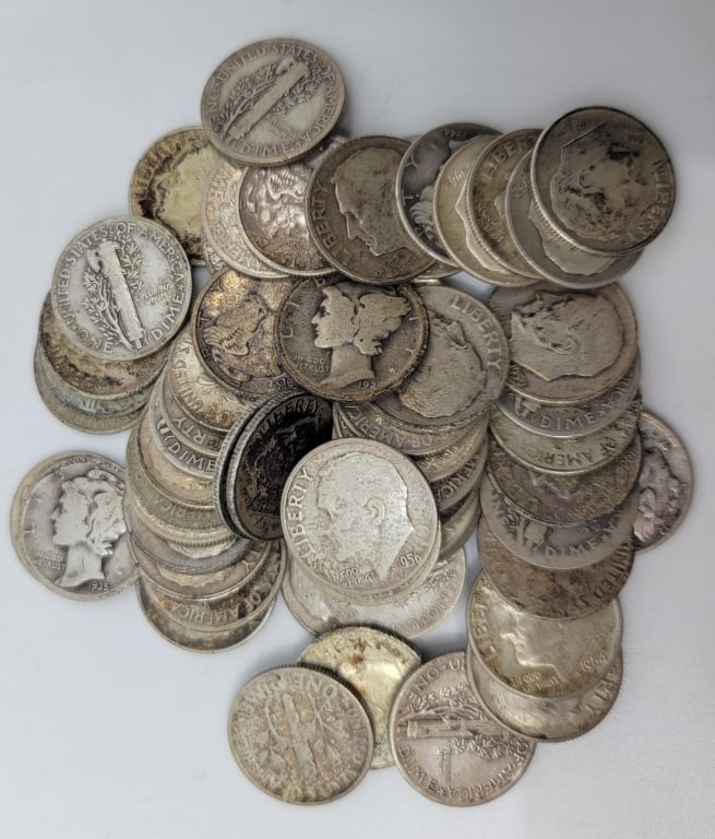 57 Mercury & Eisenhower Silver Dimes (1 of 4)