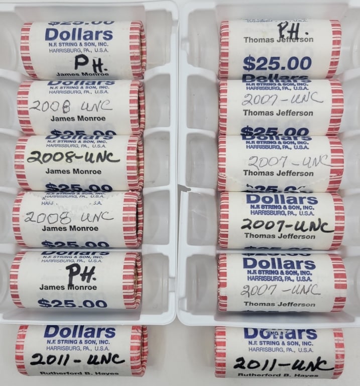 (12) Mint Rolls US Presidential Dollars Coins Unc (1 of 2)