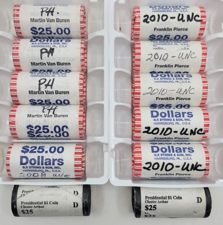 (12) Mint Rolls US Presidential Dollars Coins Unc (1 of 1)