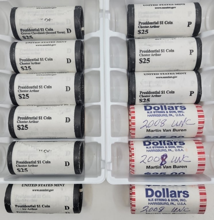 (12) Mint Rolls US Presidential Dollars Coins Unc (1 of 2)