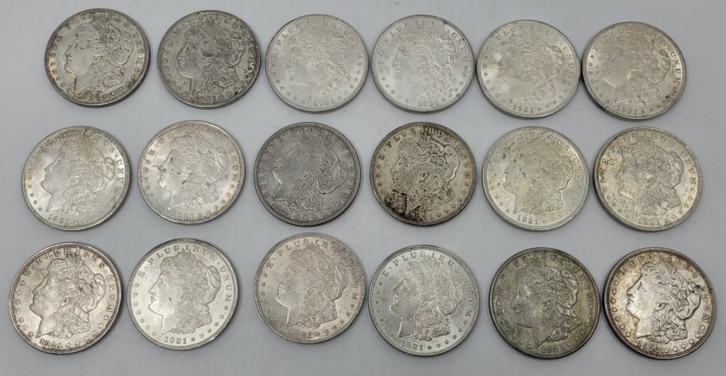 (18) 1921 Morgan Silver Dollars (1 of 2)
