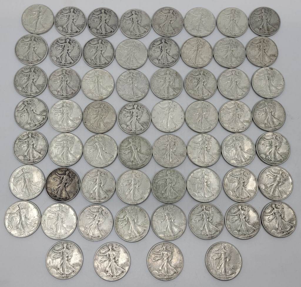 (60) Silver Walking Liberty Half Dollars (1 of 3)