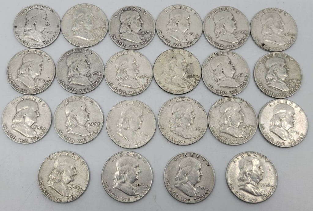 (22) Silver Ben Franklin Half Dollars (1 of 3)