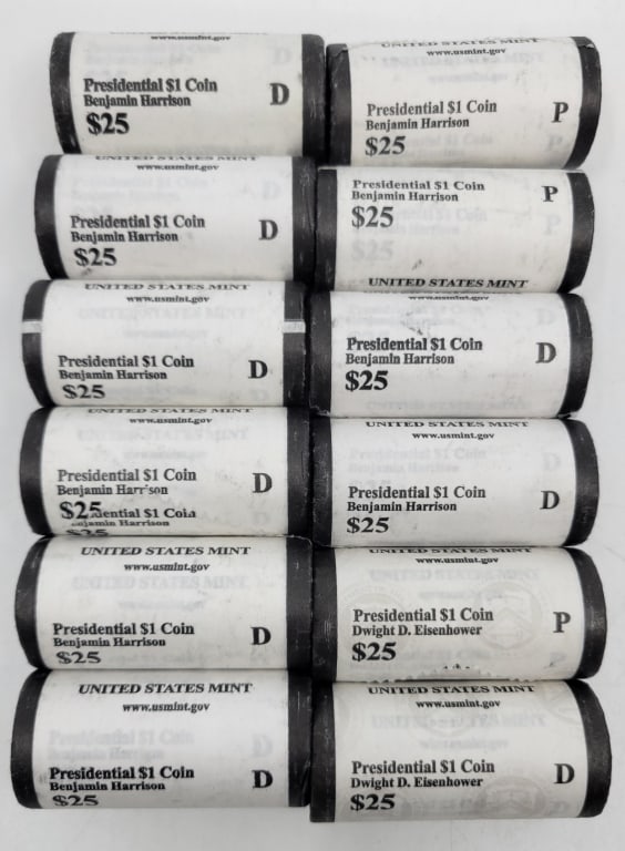 (12) Mint Rolls US Presidential Dollars Coins Unc (1 of 2)