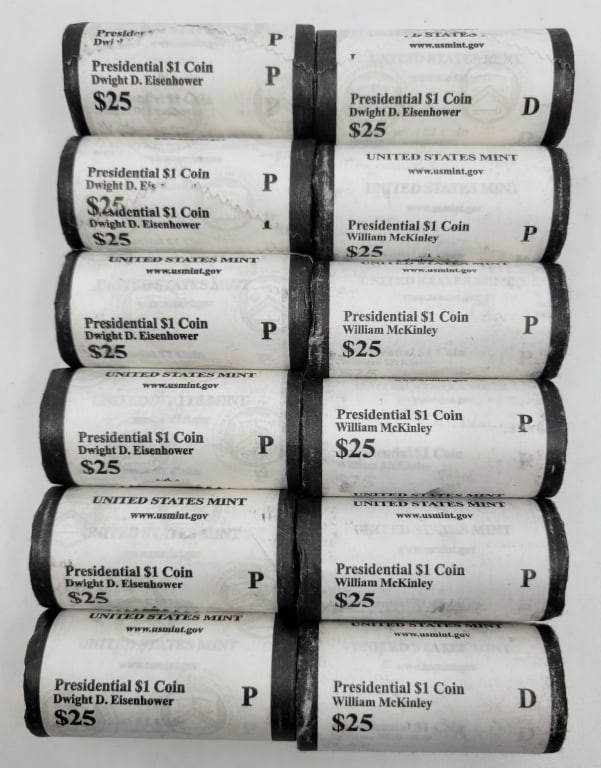 (12) Mint Rolls US Presidential Dollars Coins Unc (1 of 2)