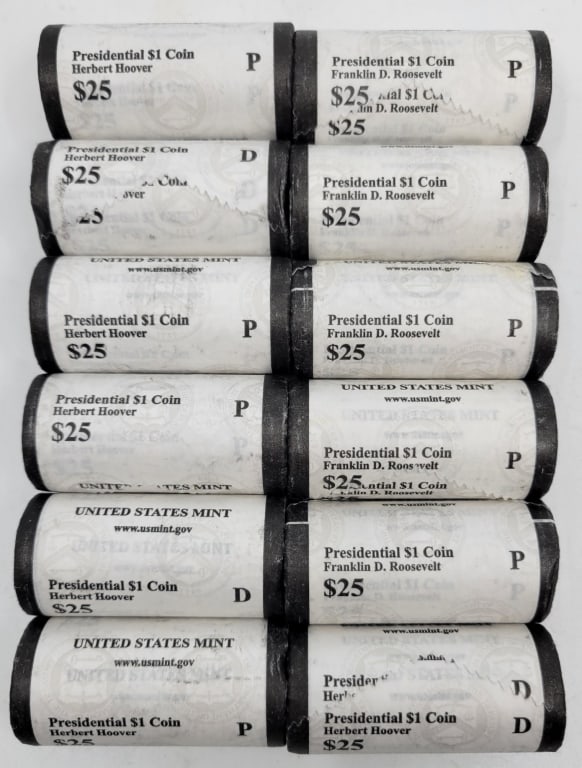 (12) Mint Rolls US Presidential Dollars Coins Unc (1 of 2)