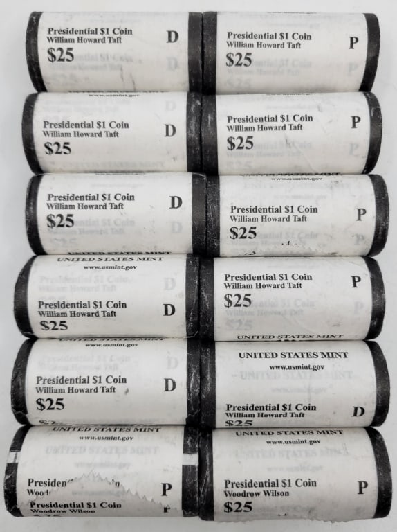 (12) Mint Rolls US Presidential Dollars Coins Unc (1 of 2)