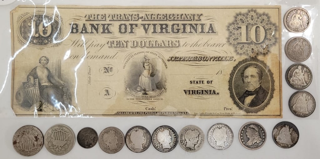 Pre 1891 US Coins & Bank Note (1 of 6)