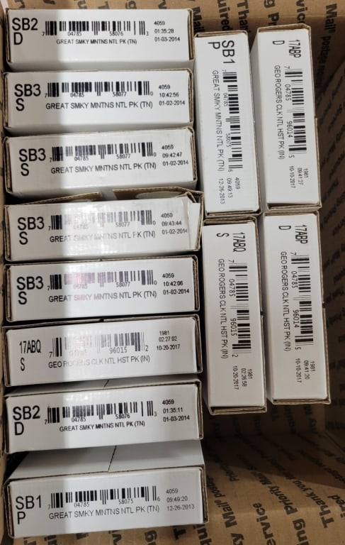 Unc America The Beautiful Quarters $300 Face: (8) unopened bags of $25-Great Smokys (4) unopened bags of $25-Geo Rogers CLK