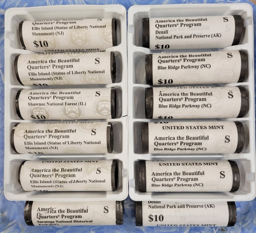 (12) Mint "S" Rolls America The Beautiful Quarters: (12) Mint "S" Rolls America The Beautiful Quarters
