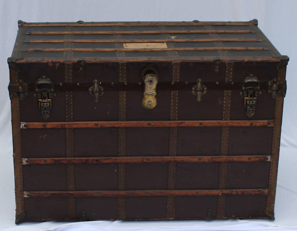 Wonderful Leather & Wood Steamer Trunk (1 of 12)