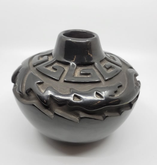 Gwen Tafoya Santa Clara Black Pottery: Gwen Tafoya Santa Clara Black Pottery 6" Height.