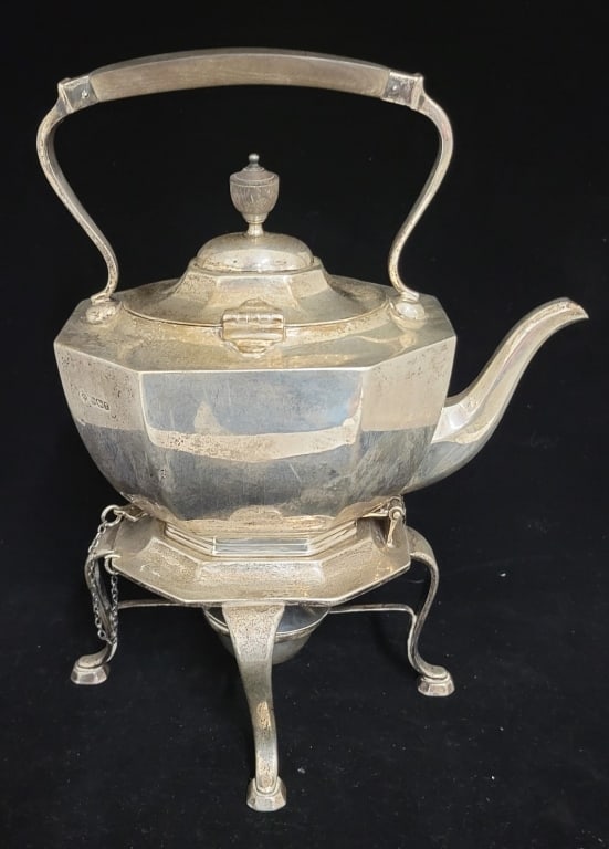 English Silver Tea Kettle w/ Stand (1 of 7)