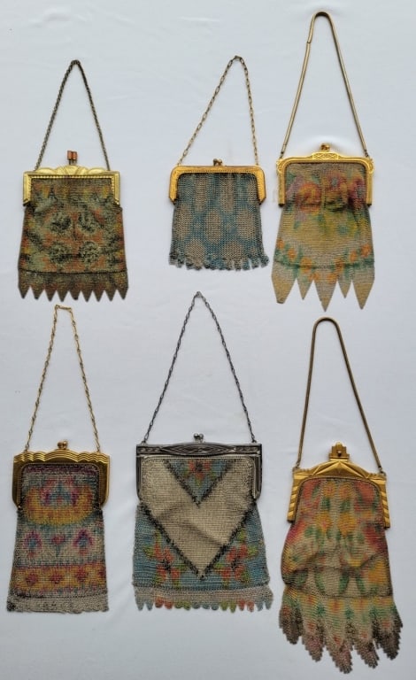 Grouping of Vintage Steel Mesh Bags: Grouping of Vintage Steel Mesh Bags, condition is consistent with age.