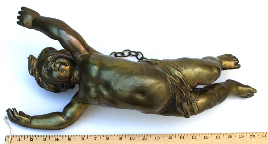 Victorian Brass Hanging Cupid (1 of 3)