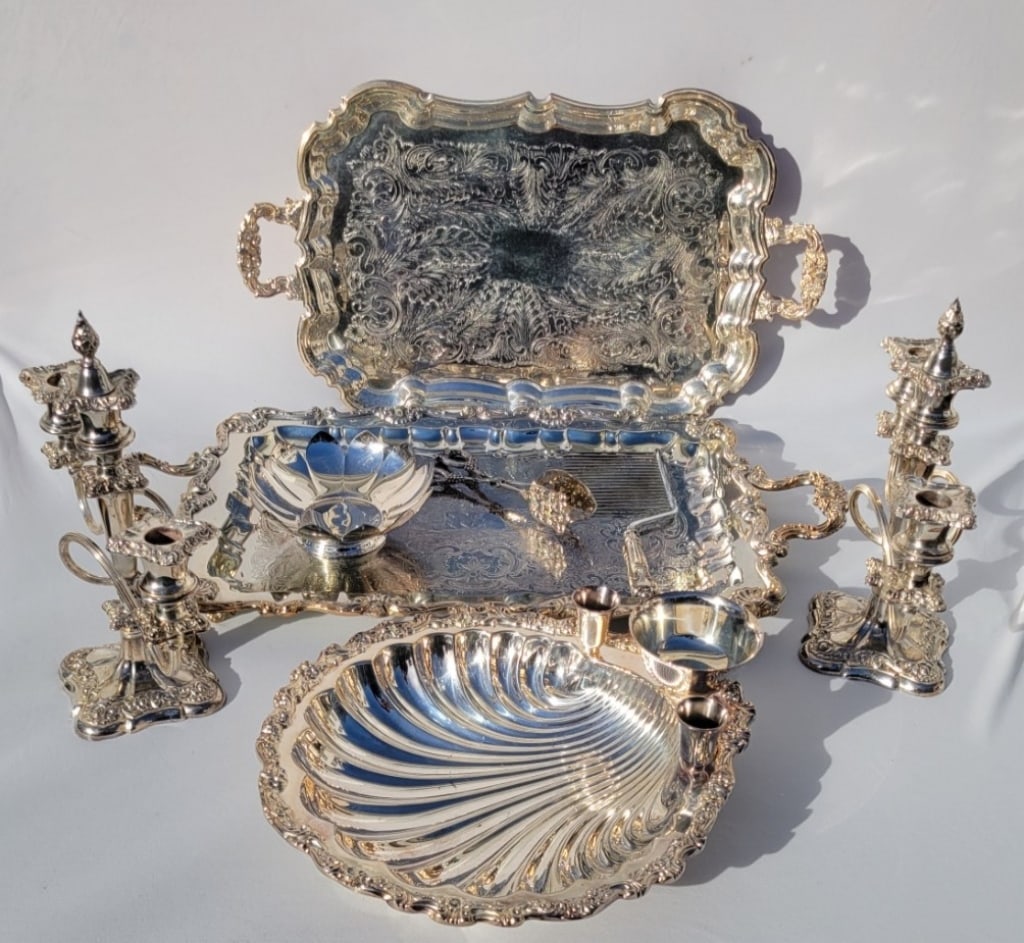 Silver Plate Serving Trays & Tableware (1 of 4)