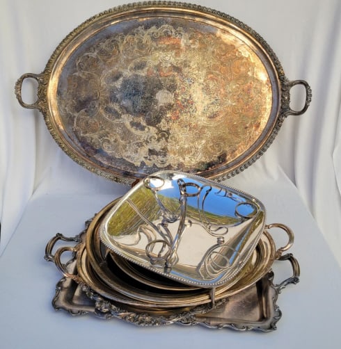 Silver Plate Serving Trays (1 of 8)