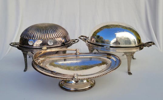 English Sheffield Footed Warming Dishes (1 of 8)