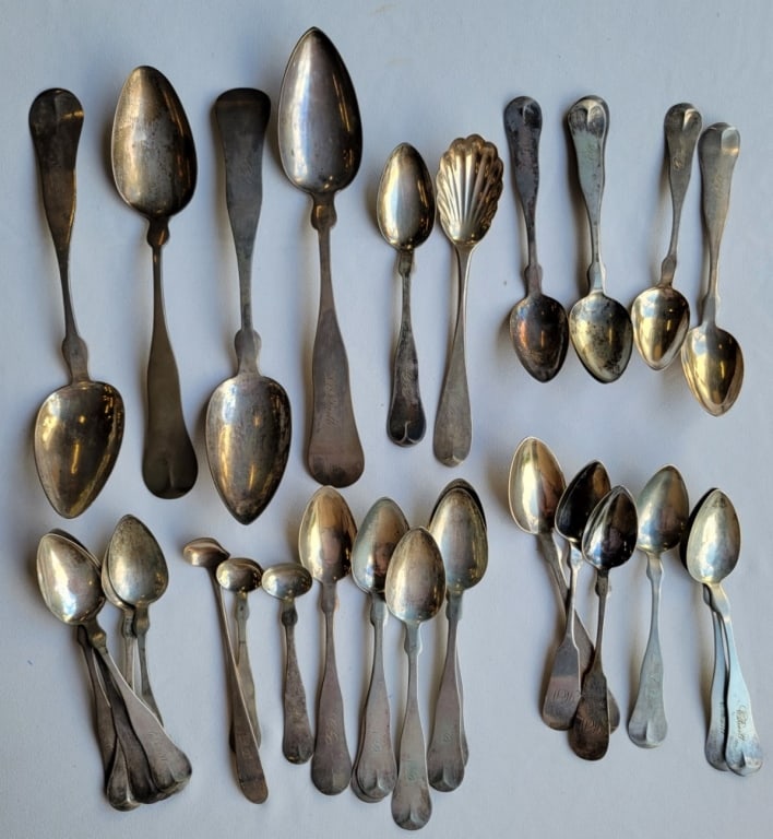 Lg. Lot Coin Silver Spoons (1 of 3)