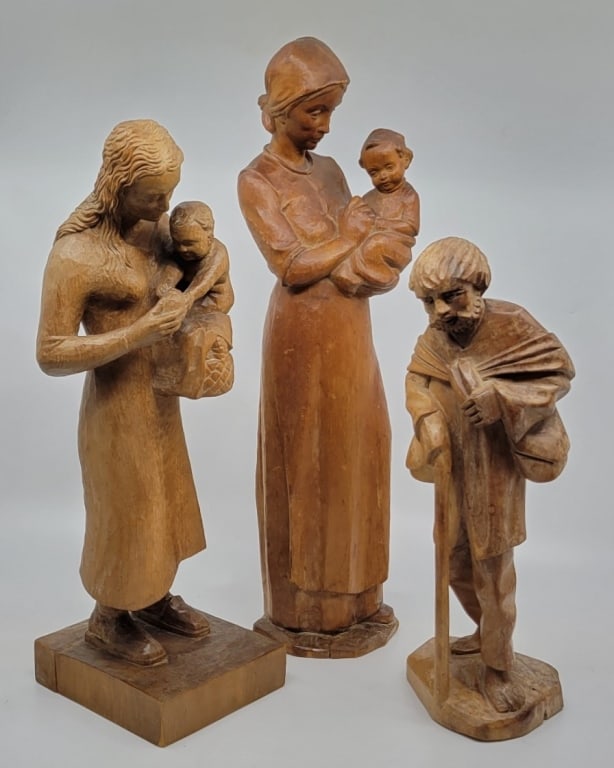 Three Carved Wooden Figurines (1 of 4)