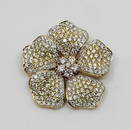 18K Yellow Gold Diamond Flower Brooch